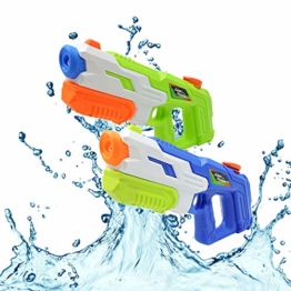 HUOHUOHUO Wasserpistole 2er Pack Reichweite 8 Meter Wassertank 1 Liter Sommer Strand Pool Spielzeug für Kinder Erwachsener - 1