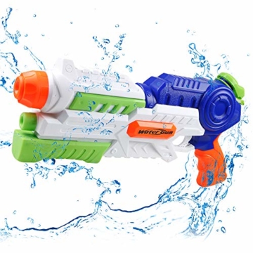 infinitoo Wasserpistole Spritzpistole Water Gun mit 1000ml Wassertank, 8-10 Meter Reichweite Blaster Spielzeug für Kinder, Erwachsene Party Garten Strand Pool etc. - 1