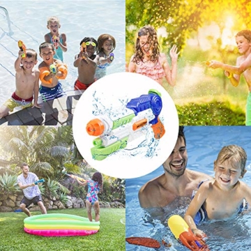 infinitoo Wasserpistole Spritzpistole Water Gun mit 1000ml Wassertank, 8-10 Meter Reichweite Blaster Spielzeug für Kinder, Erwachsene Party Garten Strand Pool etc. - 6