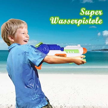 infinitoo Wasserpistole Spritzpistole Water Gun mit 1000ml Wassertank, 8-10 Meter Reichweite Blaster Spielzeug für Kinder, Erwachsene Party Garten Strand Pool etc. - 7