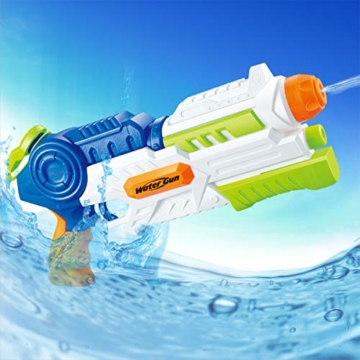 infinitoo Wasserpistole Spritzpistole Water Gun mit 1000ml Wassertank, 8-10 Meter Reichweite Blaster Spielzeug für Kinder, Erwachsene Party Garten Strand Pool etc. - 8