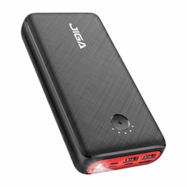 JIGA Powerbank 30000mAh Externer Akku Tragbares Ladegerät USB C Power Bank mit Taschenlampe, 3 Eingängen und 3 Ausgängen Handy-Ladegerät Akku Kompatibel mit iPhone, Samsung, Huawei, iPad usw - 1