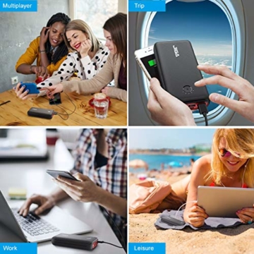 JIGA Powerbank 30000mAh Externer Akku Tragbares Ladegerät USB C Power Bank mit Taschenlampe, 3 Eingängen und 3 Ausgängen Handy-Ladegerät Akku Kompatibel mit iPhone, Samsung, Huawei, iPad usw - 5