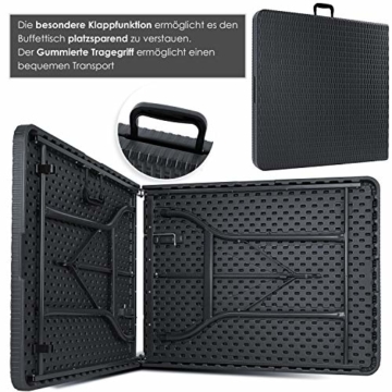KESSER® Buffettisch Tisch klappbar Kunststoff 180x75 cm Rattan Optik Campingtisch Partytisch Klapptisch Gartentisch für Garten Terrasse und Balkon zusammenklappbar 6 Personen ink. Tragegriff Anthrazit - 2