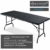 KESSER® Buffettisch Tisch klappbar Kunststoff 180x75 cm Rattan Optik Campingtisch Partytisch Klapptisch Gartentisch für Garten Terrasse und Balkon zusammenklappbar 6 Personen ink. Tragegriff Anthrazit - 4