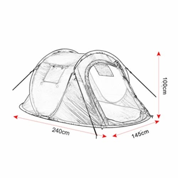 Laneetal Campingzelt Wurfzelt 2-3 Personen Zelt Sekundenzelt Camping Festival Outdoor Wassefestes Zelt 3 Jahreszeiten 145x240x100cm Grün - 6