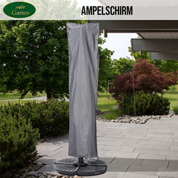 Mehr Garten Ampelschirm Schutzhülle/Abdeckhaube - Premium/wasserdicht/Polyester Oxford 600D grau - Schirmgestell gebogen/Größe XL/Durchmesser 350-450cm - 4