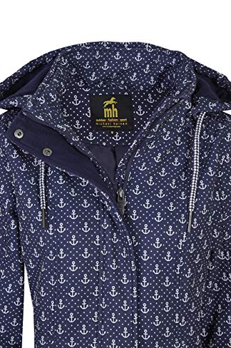 Michael Heinen Damen Softshellmantel gepunktet gestreift Parka Outdoor Mantel Kapuze Übergang 42 XL Navy - 3