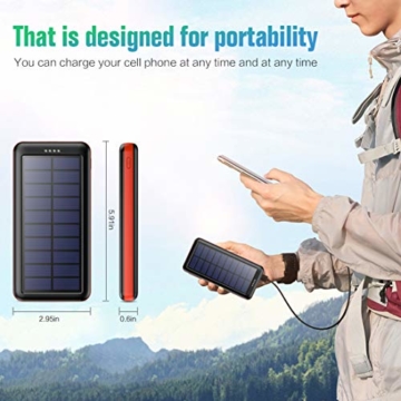 QTshine Solar Powerbank 26800mAh,Solarladegerät mit Eingängen Type C,Power Bank Hohe Kapazitat Externer Akku Fast Charge Tragbares Ladegerät Akkupack für iPhone, iPad, Samsung Galaxy und mehr - 2