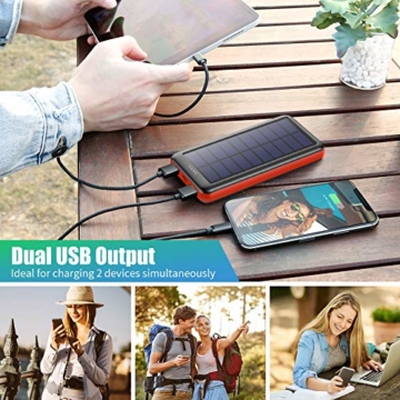 QTshine Solar Powerbank 26800mAh,Solarladegerät mit Eingängen Type C,Power Bank Hohe Kapazitat Externer Akku Fast Charge Tragbares Ladegerät Akkupack für iPhone, iPad, Samsung Galaxy und mehr - 3