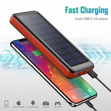 QTshine Solar Powerbank 26800mAh,Solarladegerät mit Eingängen Type C,Power Bank Hohe Kapazitat Externer Akku Fast Charge Tragbares Ladegerät Akkupack für iPhone, iPad, Samsung Galaxy und mehr - 6
