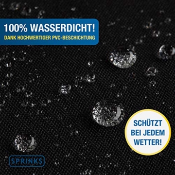 SPRINKS Sonnenschirm Schutzhülle bis Ø 300cm - Reißfeste Sonnenschirmhülle mit UV Schutz - Wetterbeständige Schirmhülle inkl. Hilfsstab zum Überziehen - Hochwertige Schutzhülle Ampelschirm (Schwarz) - 5