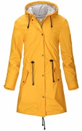 SWAMPLAND Damen PU Regenjacke Mit Kapuze Wasserdicht Windbreaker Wetterfest Übergangsjacke Regenmantel,Gelb 38EU(S) - 1