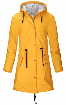 SWAMPLAND Damen PU Regenjacke Mit Kapuze Wasserdicht Windbreaker Wetterfest Übergangsjacke Regenmantel,Gelb 38EU(S) - 1