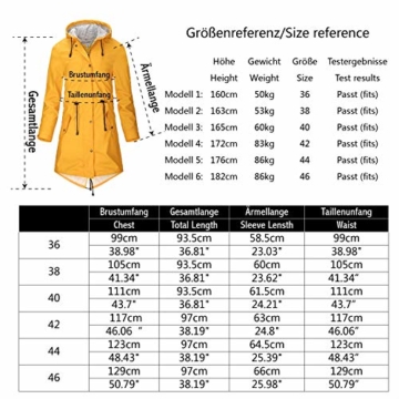 SWAMPLAND Damen PU Regenjacke Mit Kapuze Wasserdicht Windbreaker Wetterfest Übergangsjacke Regenmantel,Gelb 38EU(S) - 4