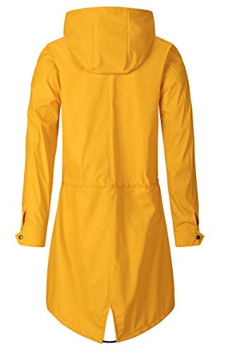 SWAMPLAND Damen PU Regenjacke Mit Kapuze Wasserdicht Windbreaker Wetterfest Übergangsjacke Regenmantel,Gelb 38EU(S) - 5