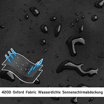 T98 Sonnenschirm Schutzhülle mit Stab, Ampelschirm Schutzhülle 420D Oxford-Gewebe Große Sonnenschirm Abdeckung 2 bis 4 m Wasserdicht UV-Beständiges Sonnenschirmhülle Abdeckhauben, 280x33/81/47 cm - 4