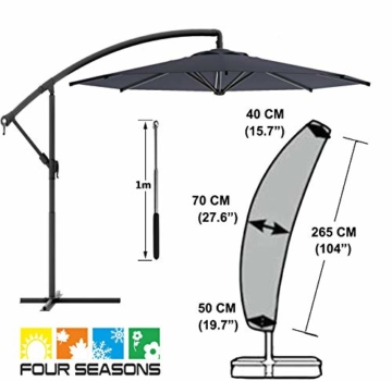 zizwe Sonnenschirm Abdeckung, Sonnenschirm Schutzhülle mit Stab, Wetterfeste, UV-Anti, Winddicht und Schneesicher, Outdoor für Ampelschirm (265 * 40/70/ 50 cm) - 7