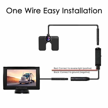 AUTO-VOX M1 Rückfahrkamera mit Monitor, IP68 wasserdichte AutoKamera für Einparkhilfe Rückfahrhilfe mit Stabiler Signalübertragung, 4.3'' TFT LCD Rückansicht Bildschirm - 6