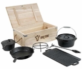 BBQ-Toro Dutch Oven Set in Holzkiste mit Dutch Oven und mehr | Gusseisen - bereits eingebrannt (7-teilig) - 1