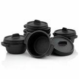 BBQ-Toro Mini Dutch Oven Set (6 Stück) I Ø 11 cm I bereits eingebrannt - preseasoned I Gusseisen Serviertöpfe I Kochtopf Kleiner Bräter Gusstopf - 1