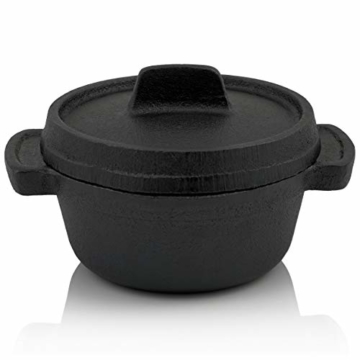 BBQ-Toro Mini Dutch Oven Set (6 Stück) I Ø 11 cm I bereits eingebrannt - preseasoned I Gusseisen Serviertöpfe I Kochtopf Kleiner Bräter Gusstopf - 4