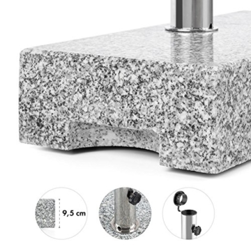 blumfeldt Schirmherr 25HSQ Sonnenschirmständer Schirmständer (Stammdicke: 3,5-4 cm, versetztes Rohr, Granit, witterungsbeständig, 45x22 cm, hochstabil, 25 kg) Silber-grau - 2