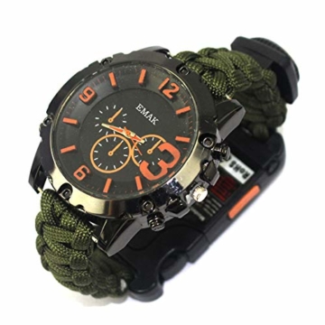 CWYPB Survival Armbacelet Watch, Multifunktionale Notfall-Welt-Outdoor-Umbrella Rope Woven Uhren mit Paracord Whistle Fire Starter Compass und Thermometer Gear,C - 1