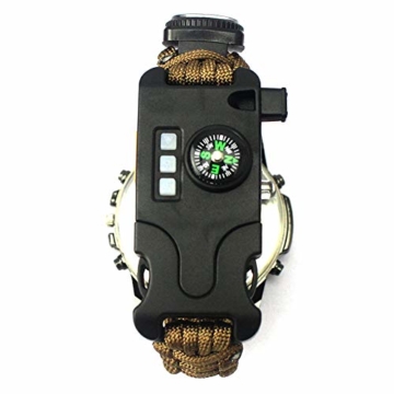 CWYPB Survival Armbacelet Watch, Multifunktionale Notfall-Welt-Outdoor-Umbrella Rope Woven Uhren mit Paracord Whistle Fire Starter Compass und Thermometer Gear,C - 7