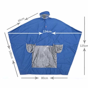 EMVANV Regenmantel für Motorrad, wasserdicht, für Elektromobile, Roller, Motorrad, Regenponcho mit Spiegelschlitzen, reflektierende Streifen für sicheres Fahren bei Nacht., blau - 2