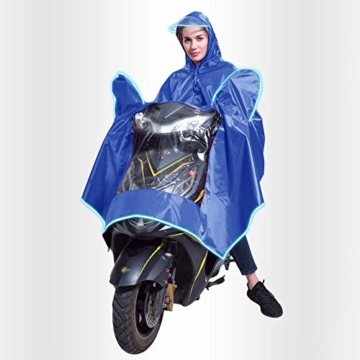 EMVANV Regenmantel für Motorrad, wasserdicht, für Elektromobile, Roller, Motorrad, Regenponcho mit Spiegelschlitzen, reflektierende Streifen für sicheres Fahren bei Nacht., blau - 3