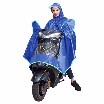 EMVANV Regenmantel für Motorrad, wasserdicht, für Elektromobile, Roller, Motorrad, Regenponcho mit Spiegelschlitzen, reflektierende Streifen für sicheres Fahren bei Nacht., blau - 1