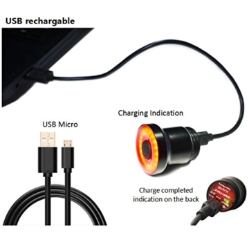 Fiveschoice LED Fahrradlicht USB Wiederaufladbare LED Fahrradbeleuchtung Fahrradlampe LED Rücklicht USB Fahrradlichter - 8