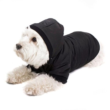 GOODS+GADGETS Schwarzer Hundemantel mit Kapuze; Schicke Hunde-Jacke Hundeanorak für Ihren Hund; Größe L (41cm) - 1