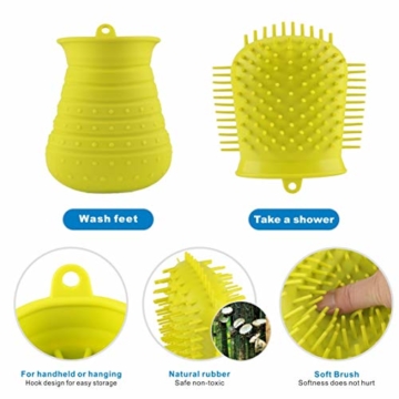 Idepet Hunde Pfote Reiniger,Haustier Pfotenreiniger mit Handtuch Dog Paw Cleaner für Hunde Katzen Massage Pflege Schmutzige Klauen (Grün) - 4