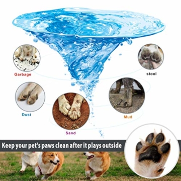Idepet Hunde Pfote Reiniger,Haustier Pfotenreiniger mit Handtuch Dog Paw Cleaner für Hunde Katzen Massage Pflege Schmutzige Klauen (Grün) - 5