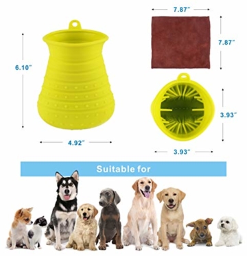 Idepet Hunde Pfote Reiniger,Haustier Pfotenreiniger mit Handtuch Dog Paw Cleaner für Hunde Katzen Massage Pflege Schmutzige Klauen (Grün) - 9