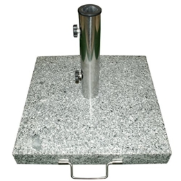 Nexos Sonnenschirmständer 30kg polierter Granit Edelstahl eckig 45 x 45 cm Schirmständer mit Griff und Rollen - 1