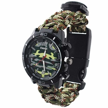 Outdoor-Uhren Multifunktion Tarnung Sportuhr Kompass Thermometer Armbanduhren für Herren Nylonband, Grün - 1