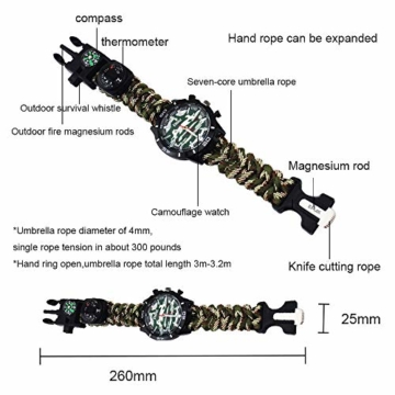 Outdoor-Uhren Multifunktion Tarnung Sportuhr Kompass Thermometer Armbanduhren für Herren Nylonband, Grün - 6
