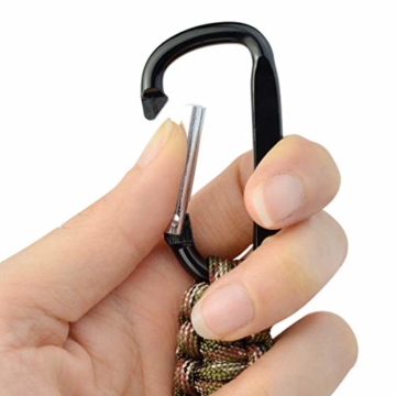 Paracord Schlüsselanhänger mit Karabiner, geflochtenes Schlüsselband, Haken, Survival-Kits für Schlüssel, Outdoor, Camping, Wandern, Rucksack, für Männer und Frauen, 5 Farben - 6