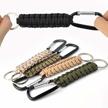 Paracord Schlüsselanhänger mit Karabiner, geflochtenes Schlüsselband, Haken, Survival-Kits für Schlüssel, Outdoor, Camping, Wandern, Rucksack, für Männer und Frauen, 5 Farben - 7