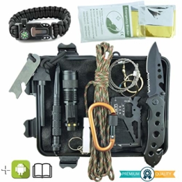 Professionelles Militär Survival Kit Komplett Dritte Generation Notfall Berg Trekking Wandern Outdoor 11in1 Taschenlampe Armband Paracord Handlich Multifunktion Feuerstahl Messer Reise Camping Scout - 1