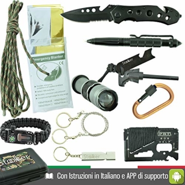 Professionelles Militär Survival Kit Komplett Dritte Generation Notfall Berg Trekking Wandern Outdoor 11in1 Taschenlampe Armband Paracord Handlich Multifunktion Feuerstahl Messer Reise Camping Scout - 4