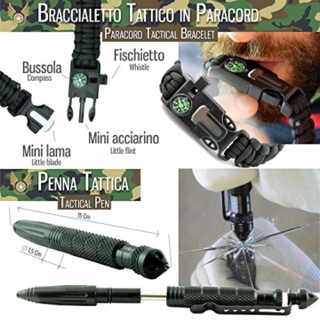 Professionelles Militär Survival Kit Komplett Dritte Generation Notfall Berg Trekking Wandern Outdoor 11in1 Taschenlampe Armband Paracord Handlich Multifunktion Feuerstahl Messer Reise Camping Scout - 6