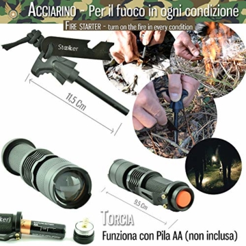 Professionelles Militär Survival Kit Komplett Dritte Generation Notfall Berg Trekking Wandern Outdoor 11in1 Taschenlampe Armband Paracord Handlich Multifunktion Feuerstahl Messer Reise Camping Scout - 8
