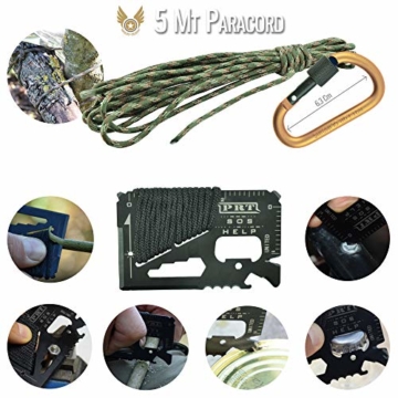 Professionelles Militär Survival Kit Komplett Dritte Generation Notfall Berg Trekking Wandern Outdoor 11in1 Taschenlampe Armband Paracord Handlich Multifunktion Feuerstahl Messer Reise Camping Scout - 9