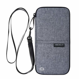 Reiseorganizer Tasche Ausweistasche mit RFID Blocker -Evershop Wasserdicht Reisedokumententasche Reisepass Tasche mit Handschlaufe für Pass, Kreditkarten, Flugkarten,Münzen und andere Reise-Zubehör - 1