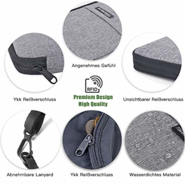Reiseorganizer Tasche Ausweistasche mit RFID Blocker -Evershop Wasserdicht Reisedokumententasche Reisepass Tasche mit Handschlaufe für Pass, Kreditkarten, Flugkarten,Münzen und andere Reise-Zubehör - 6