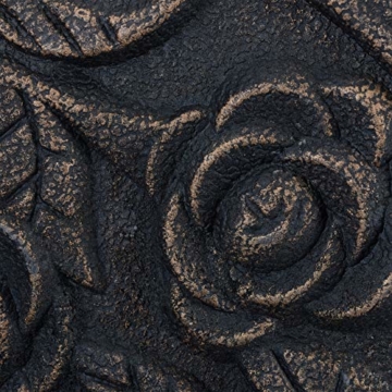 Relaxdays Sonnenschirmständer Rosen Design, für Schirmstange 35/38 / 48 mm, windfest, stabil, Kunstharz, schwarz-gold - 7